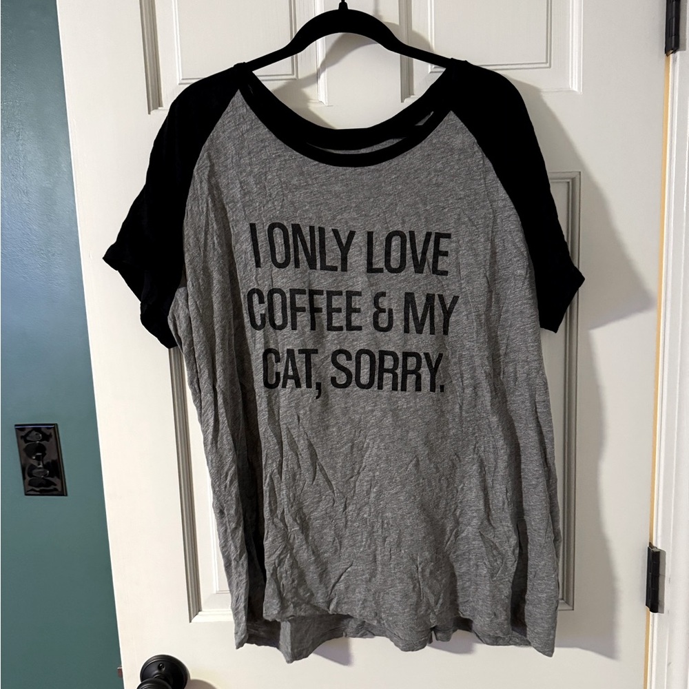 Torrid “I only love coffee and my cat” baseball tee